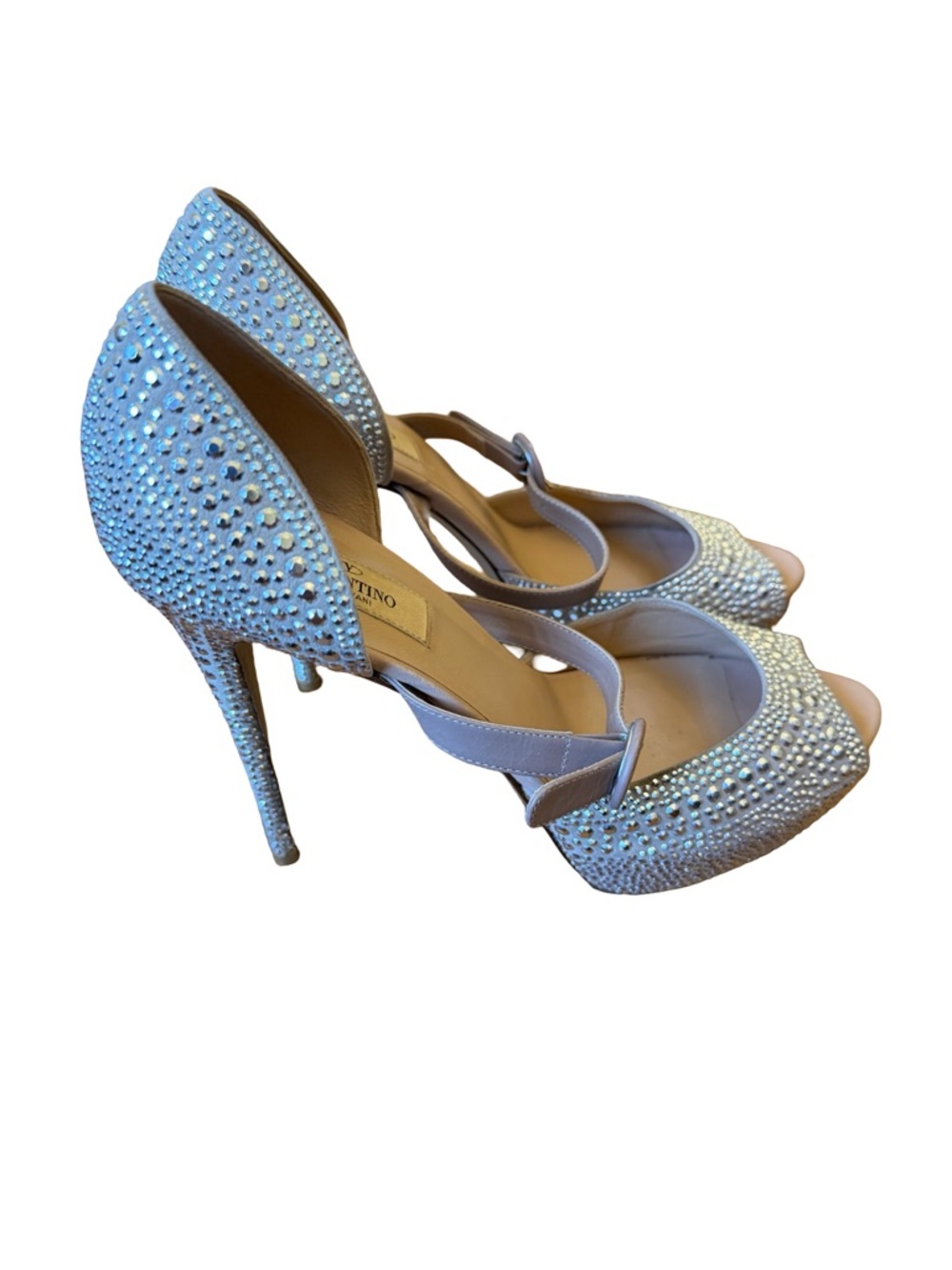 Valentino Garavani Crystal-Embellished Peep-Toe Stilettos Shoes